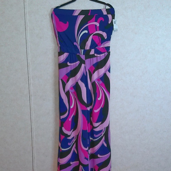 NWT Trina Terk Jump Suit Abstract Pattern Blue Black Pink Purple Size Medium - Picture 2 of 15